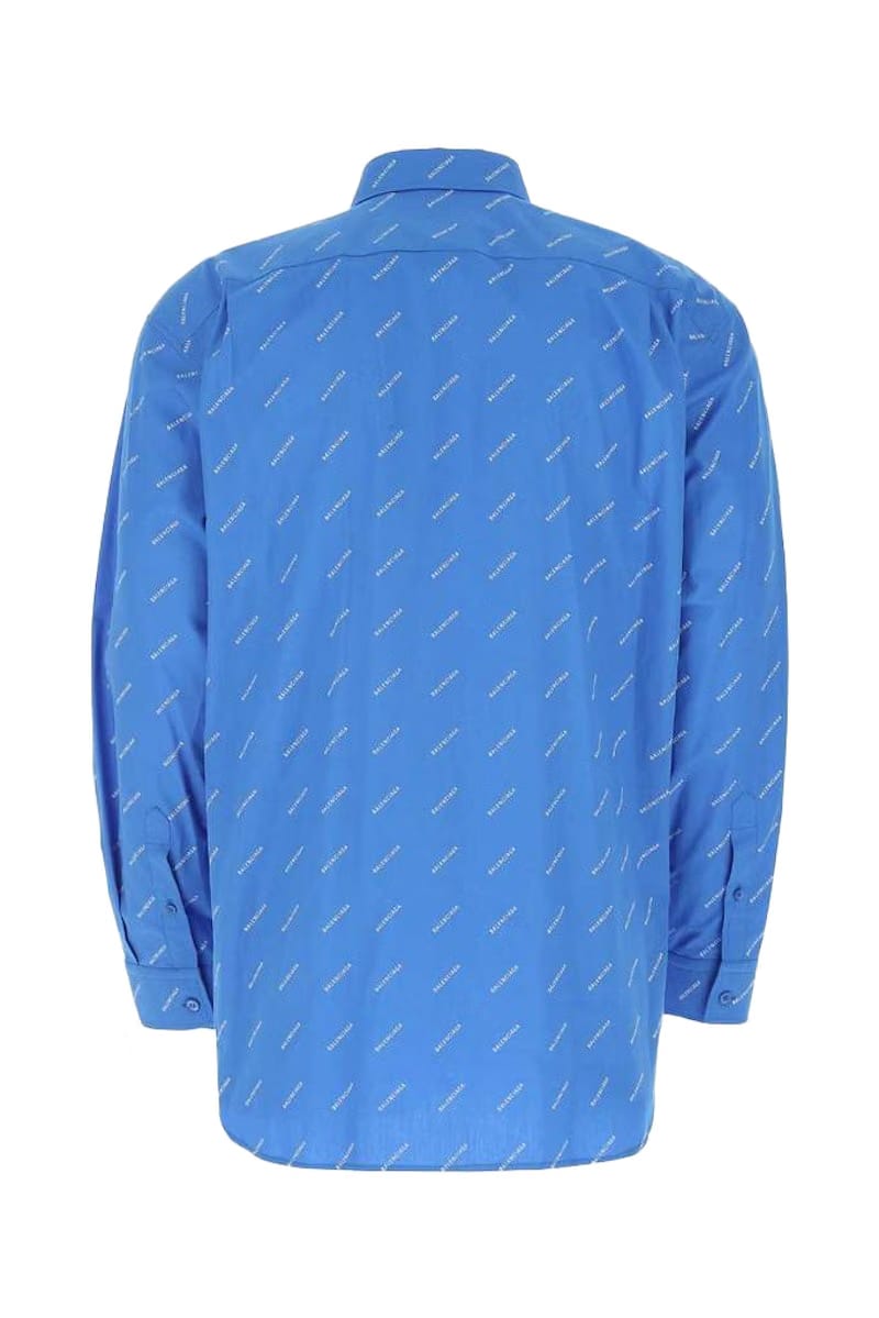Balenciaga All Over Logo Shirt Blue White