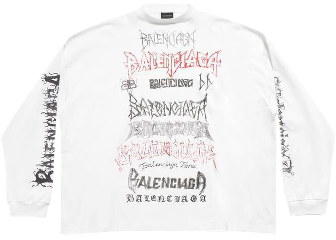 Balenciaga DIY Metal Longsleeve Medium Fit T-Shirt White/Black/Red