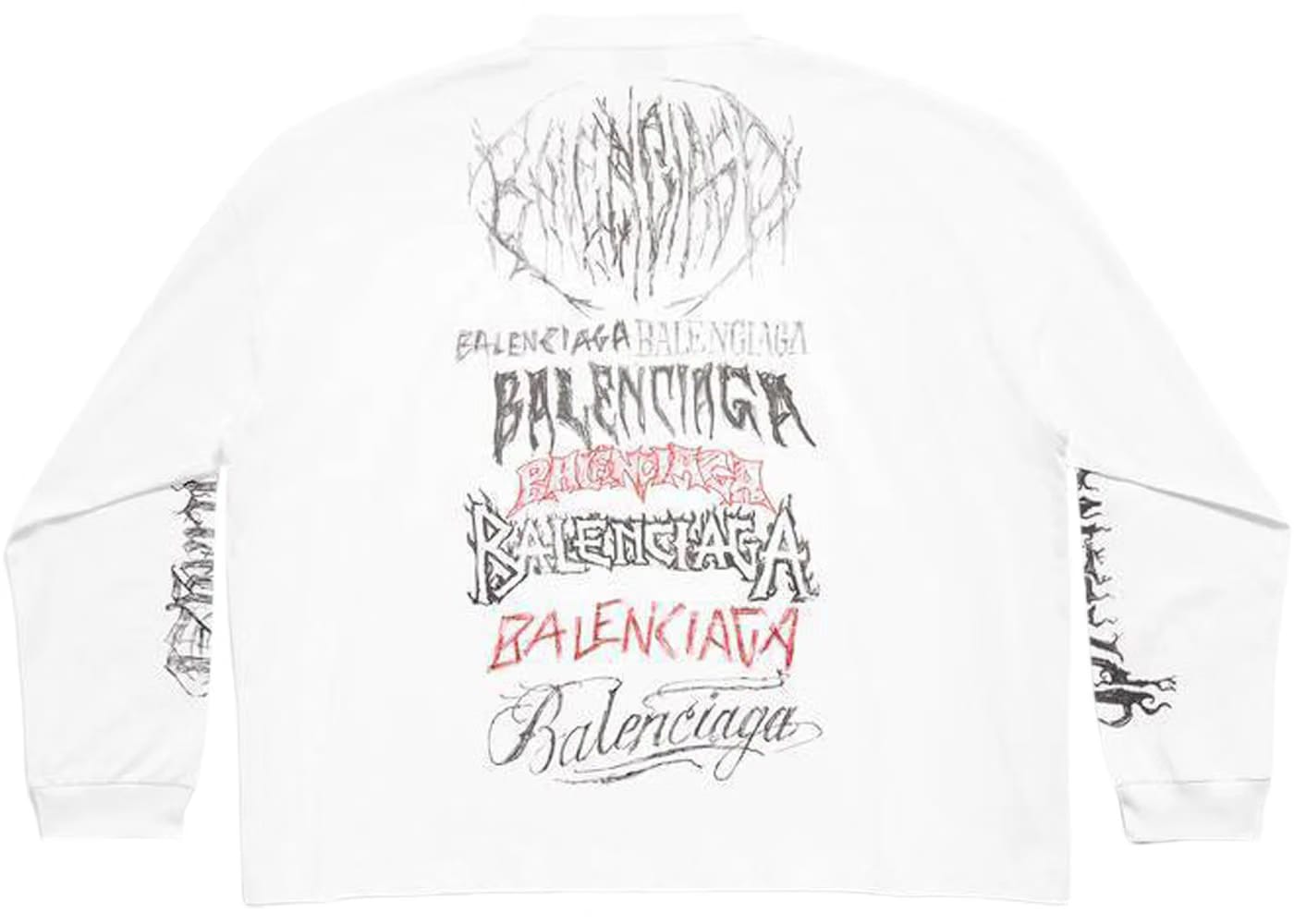 Balenciaga DIY Metal Longsleeve Medium Fit T-Shirt White/Black/Red