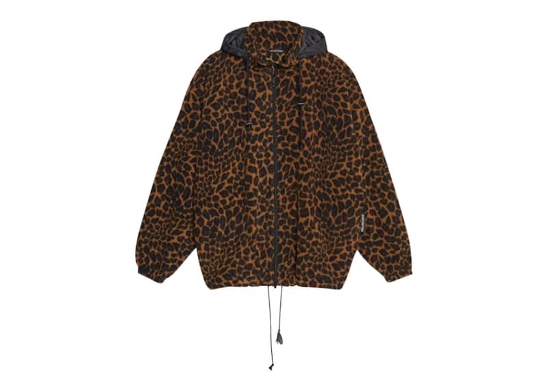 Balenciaga Oversize Fleece Leopard Jacket Brown