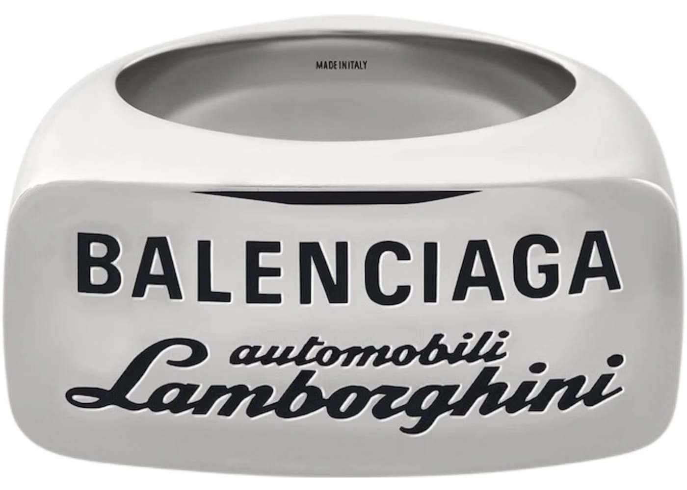 Balenciaga Automobil Lamborghini Signet Ring Ring Shiny Silver