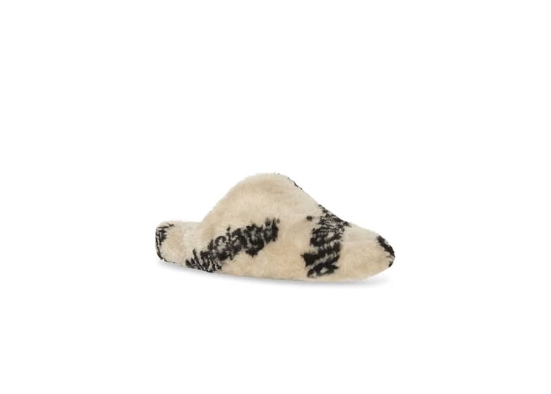 Balenciaga All Over Logo Mule Biege Teddy