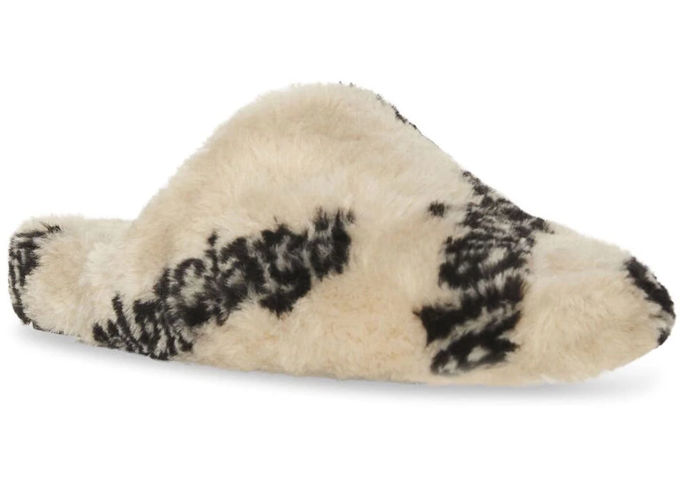 Balenciaga All Over Logo Mule Biege Teddy