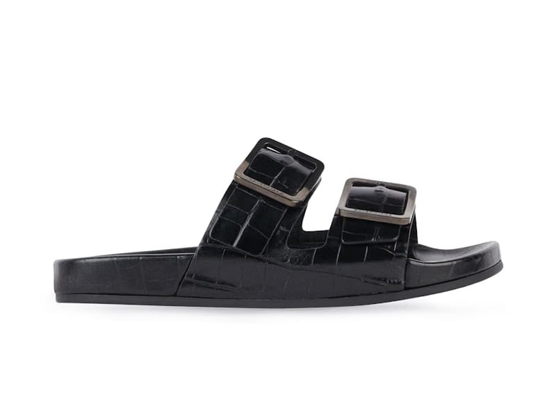 Balenciaga Mallorca Sandal Black Crocodile Embossed
