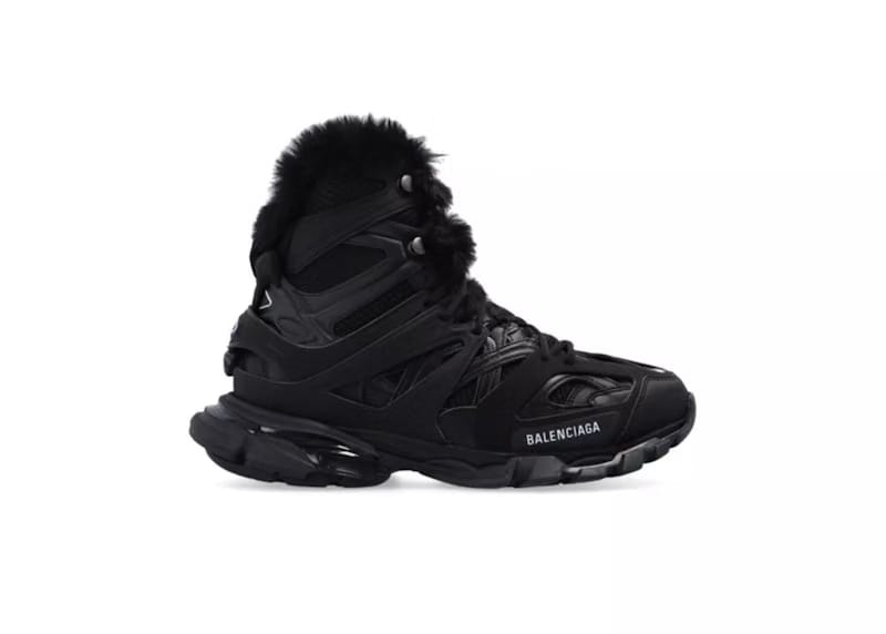 Balenciaga Track Hike Boots Faux Fur Black