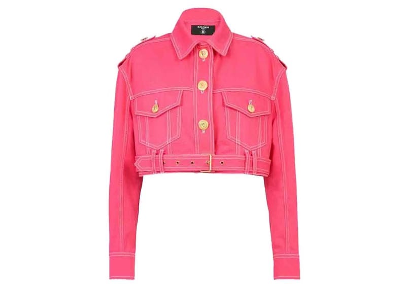 Balmain x Barbie - Denim Cropped Jacket Pink