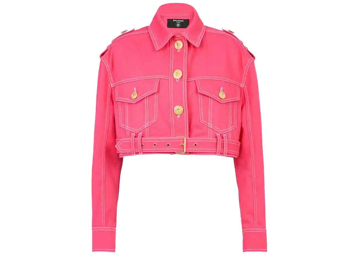 Balmain x Barbie - Denim Cropped Jacket Pink