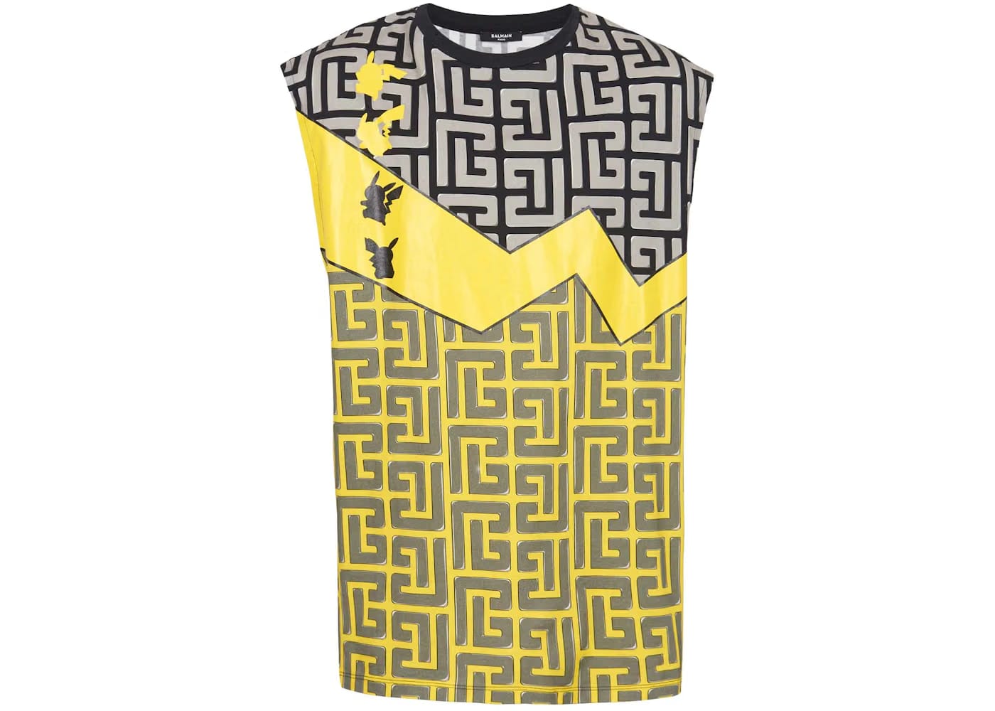 Balmain x Pokemon Oversized Print Cotton T-Shirt Yellow