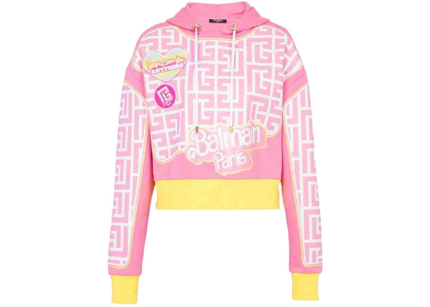 Balmain x Barbie - Cotton Cropped Sweatshirt Pink Balmain Logo Print