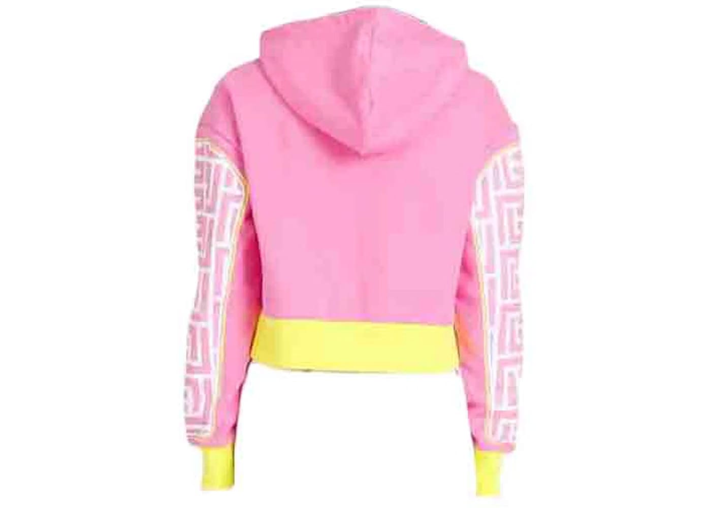 Balmain x Barbie - Cotton Cropped Sweatshirt Pink Balmain Logo Print