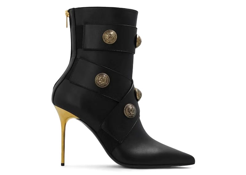 Balmain Alma Leather Ankle Boots Black (Women's)