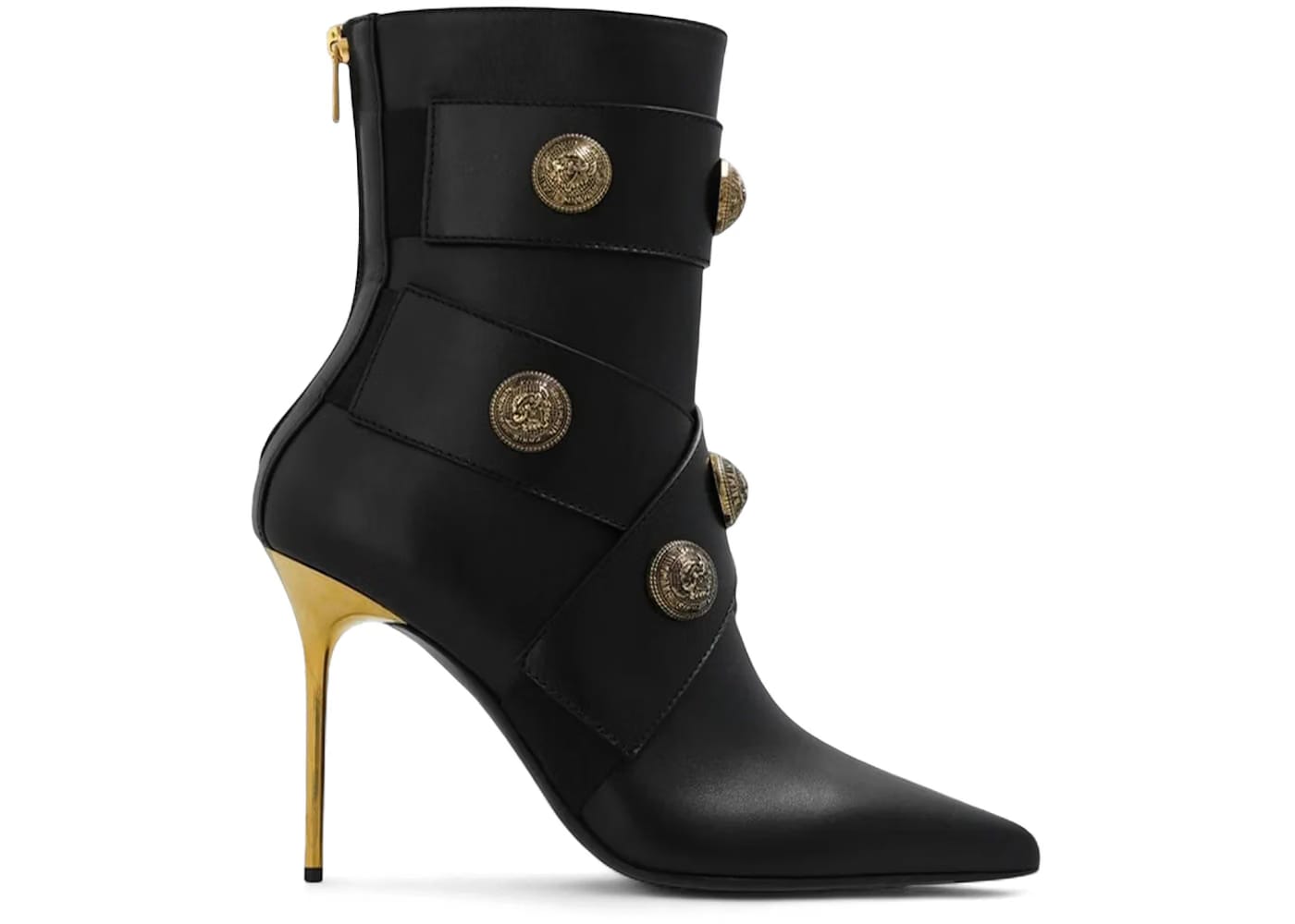 Balmain Alma Leather Ankle Boots Black (Women's)