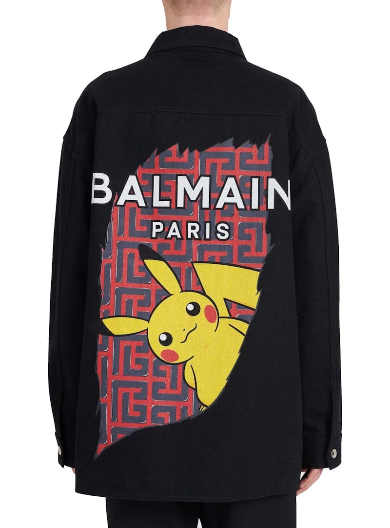 Balmain x Pokemon Print Denim Jacket Red