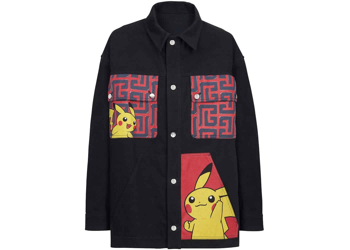 Balmain x Pokemon Print Denim Jacket Red
