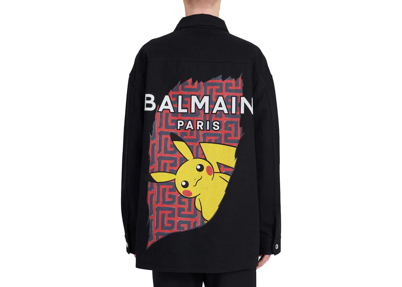 Balmain x Pokemon Print Denim Jacket Red