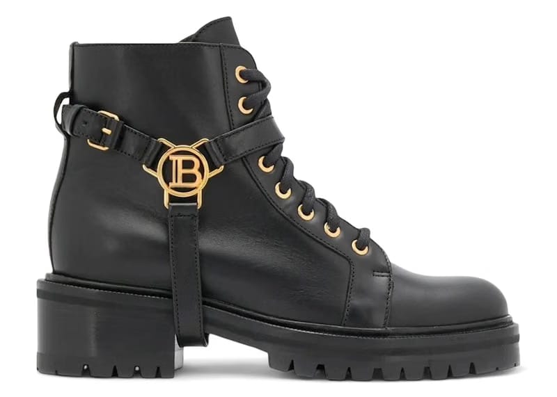 Balmain Leather Ranger Boots Black (Women's)