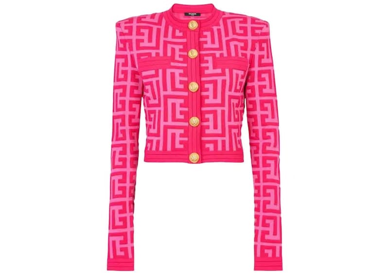 Balmain x Barbie - Knit Cardigan with Light Pink Balmain Monogram