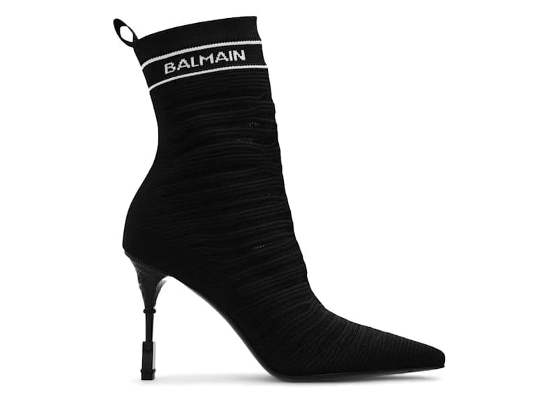 Balmain High Heel Intarsia Knit Boots Black (Women's)