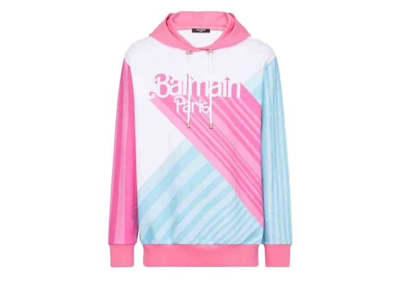 Balmain x Barbie - Cotton Sweatshirt Multicolor with Pink Balmain Logo Print
