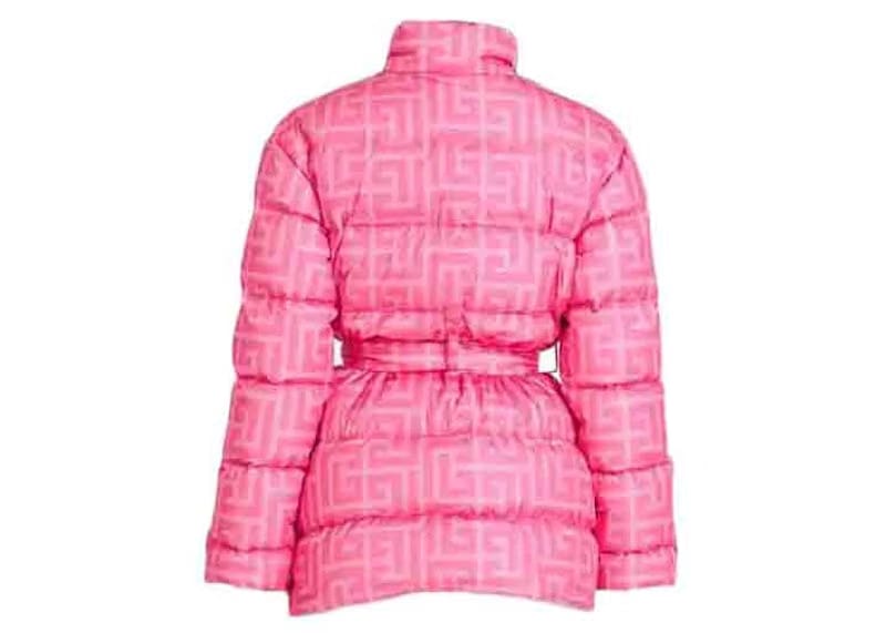 Balmain x Barbie - Nylon Quilted Coat with Light Pink Monogram