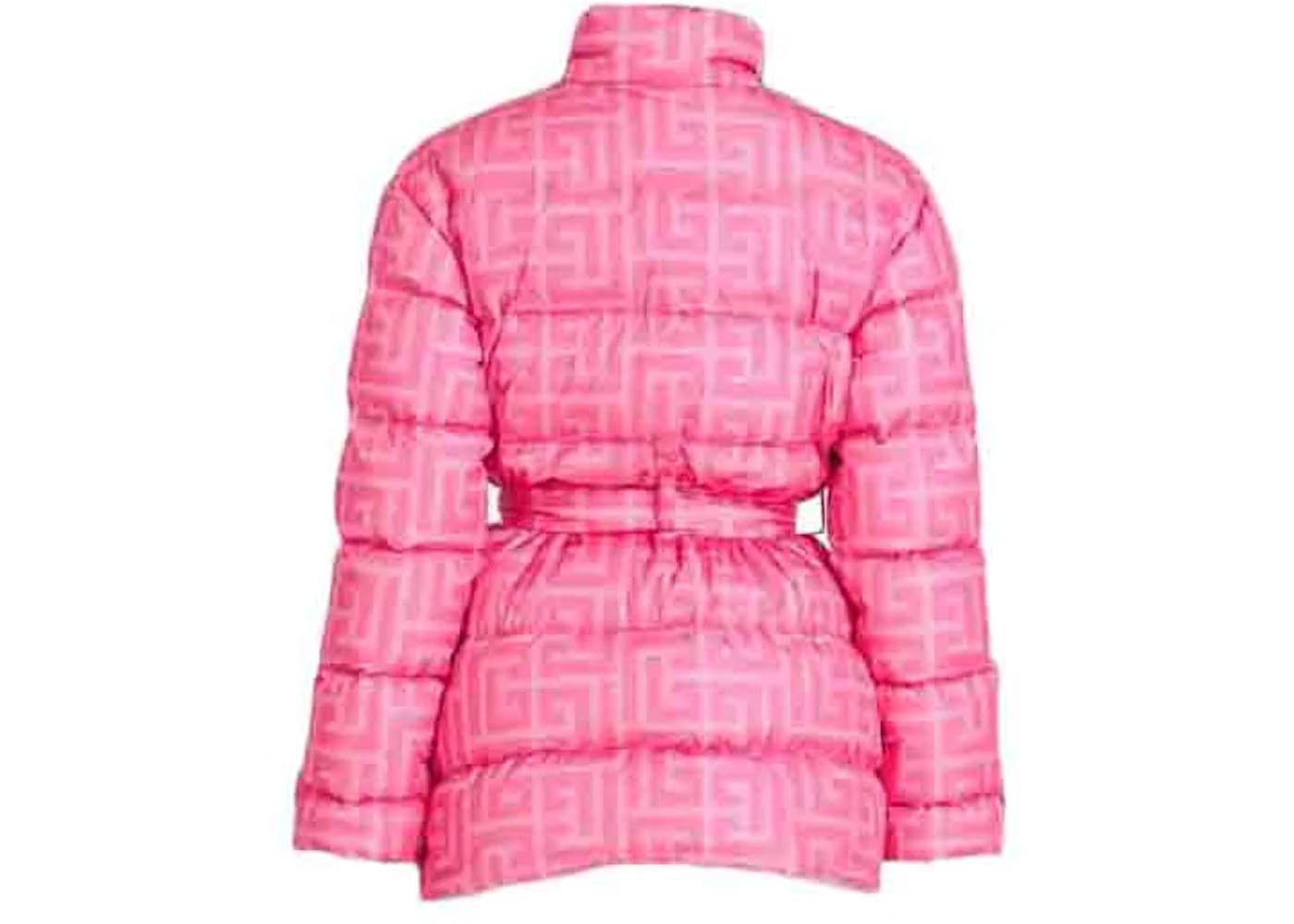 Balmain x Barbie - Nylon Quilted Coat with Light Pink Monogram