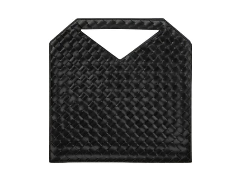 Bottega Veneta Small Intrecciato Flat Handbag Black