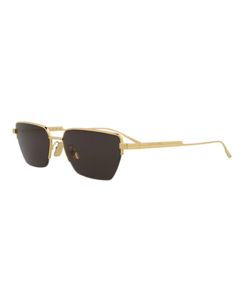 Bottega Veneta Square-Frame Metal Sunglasses Gold Gold Grey (BV1107S-30011010-004)