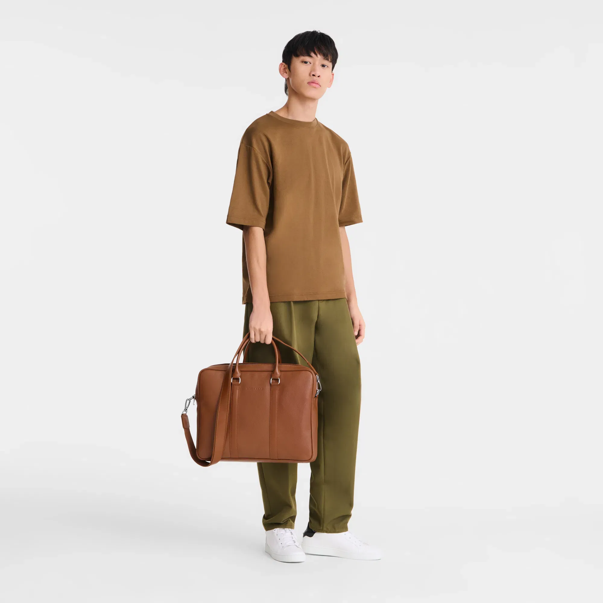 Longchamp Le Foulonne M Briefcase Caramel