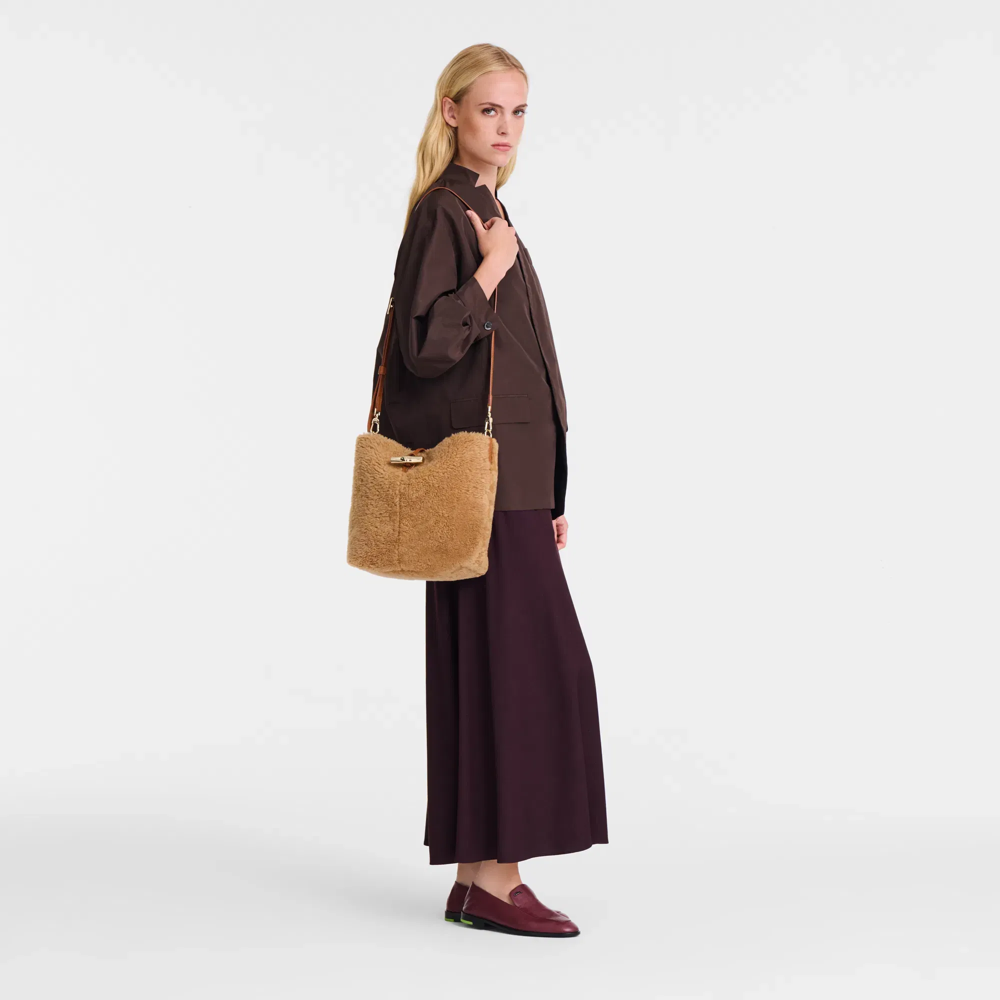Longchamp Le Roseau Crossbody Camel