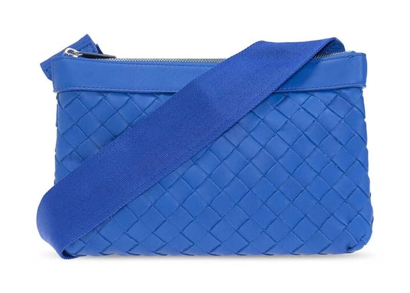 Bottega Veneta Intrecciato Duo Crossbody Cobalt Blue