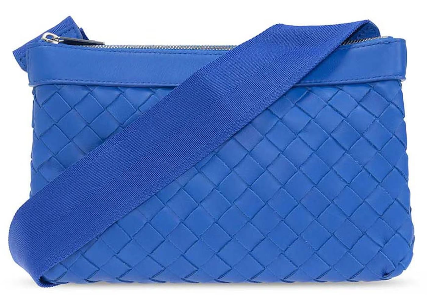 Bottega Veneta Intrecciato Duo Crossbody Cobalt Blue