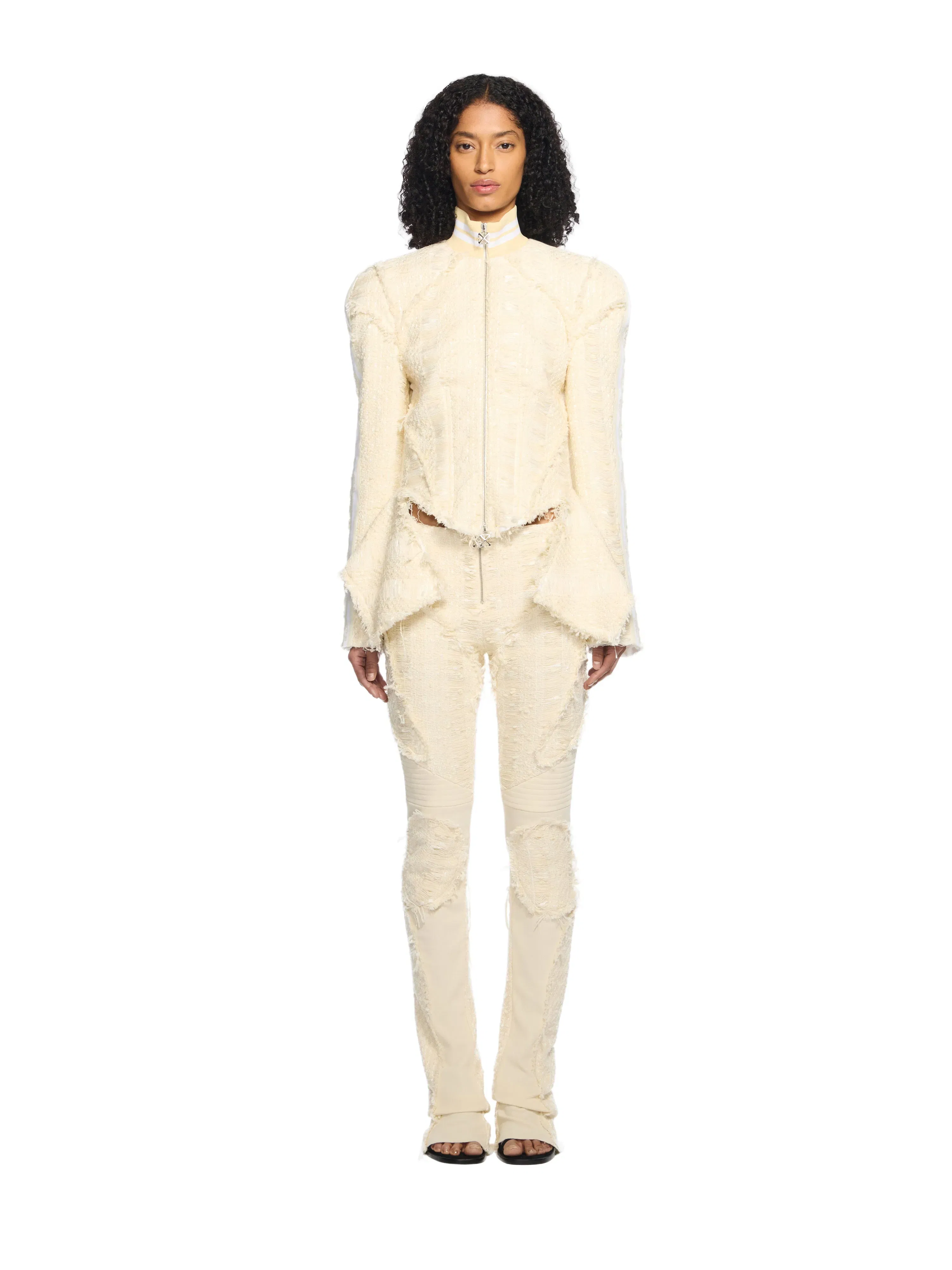 Off White Tweed Peplum Jacket