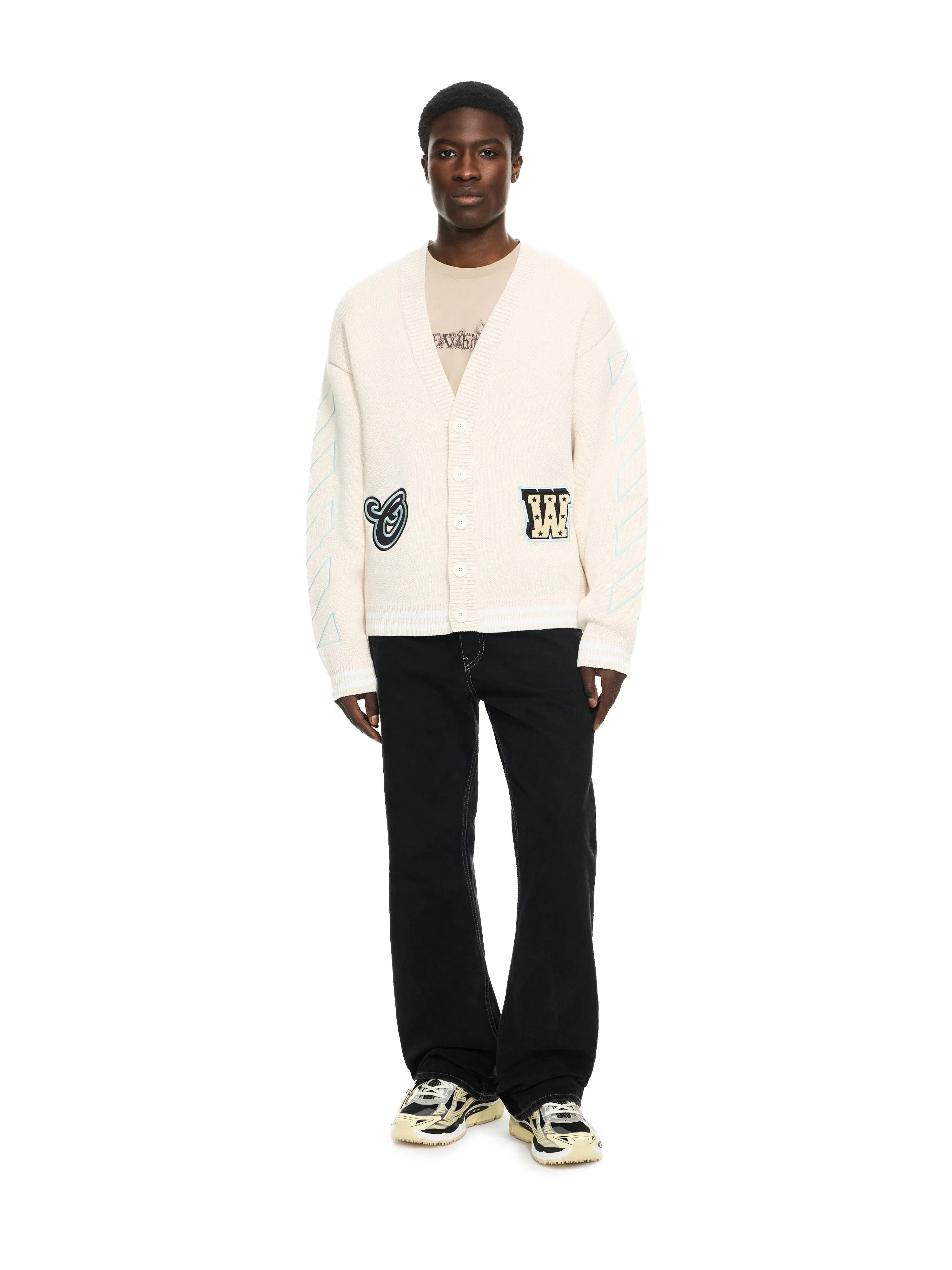 Off White Star Logo Diagonal Varsity Cardigan