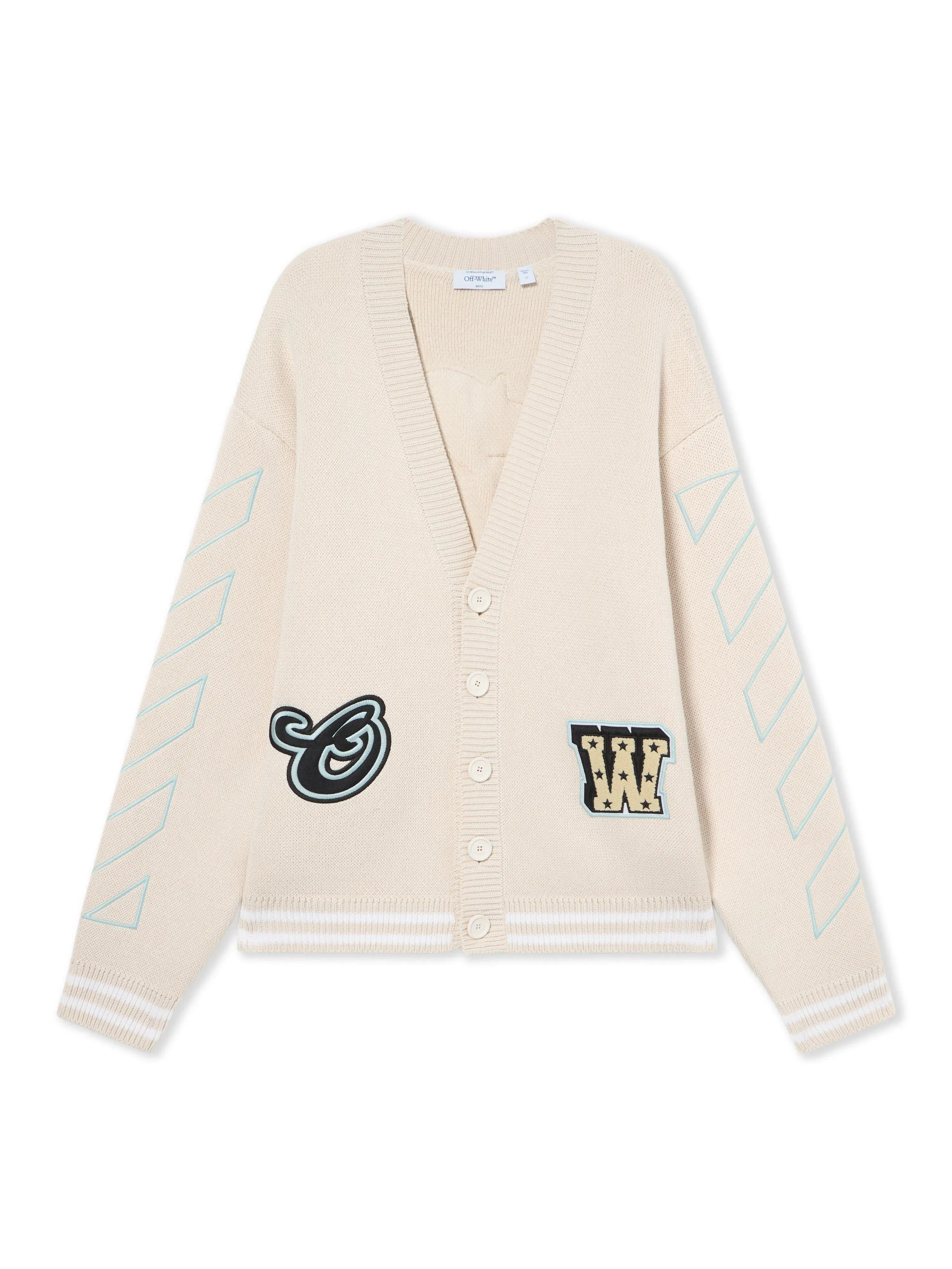Off White Star Logo Diagonal Varsity Cardigan