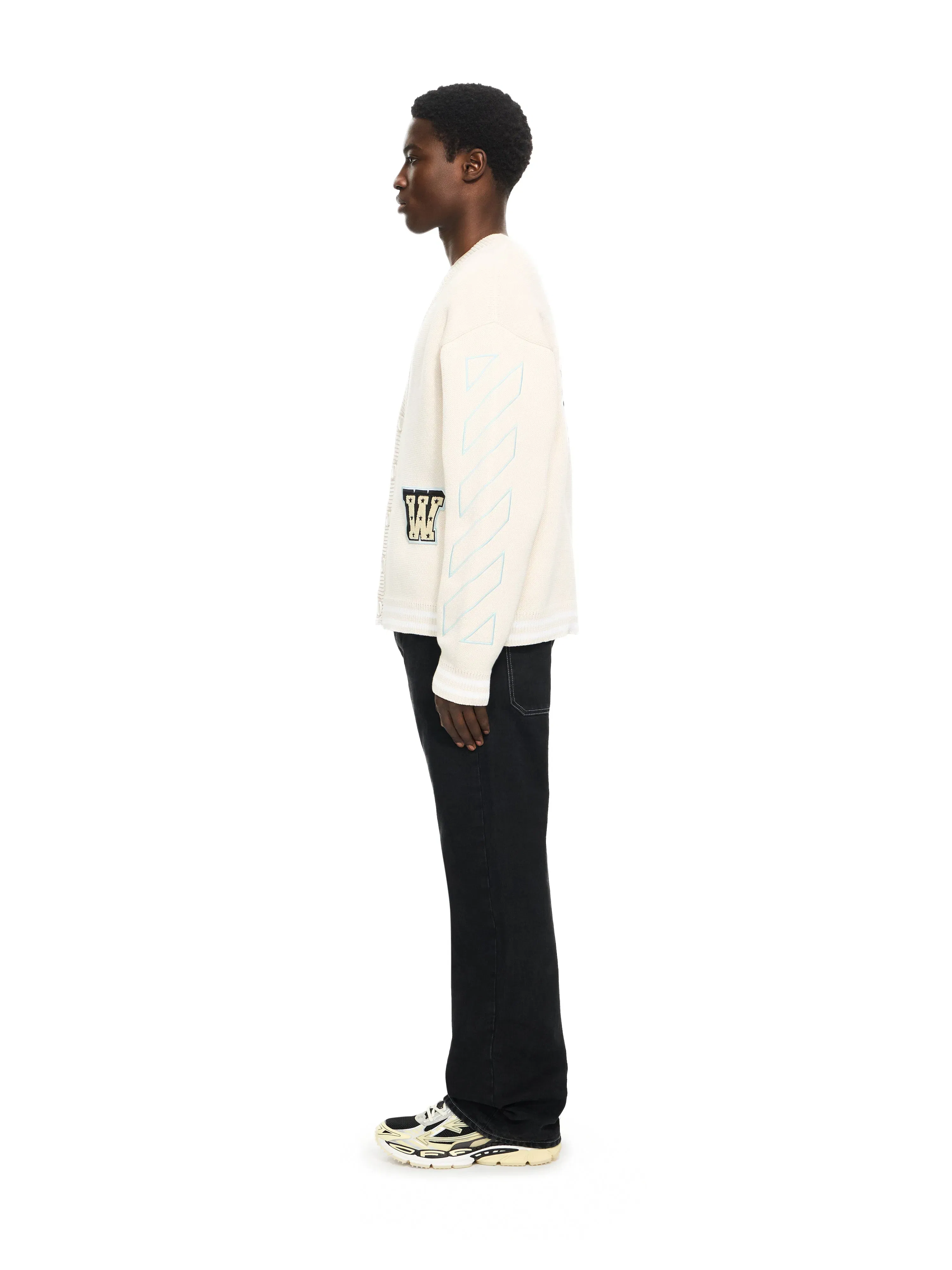 Off White Star Logo Diagonal Varsity Cardigan