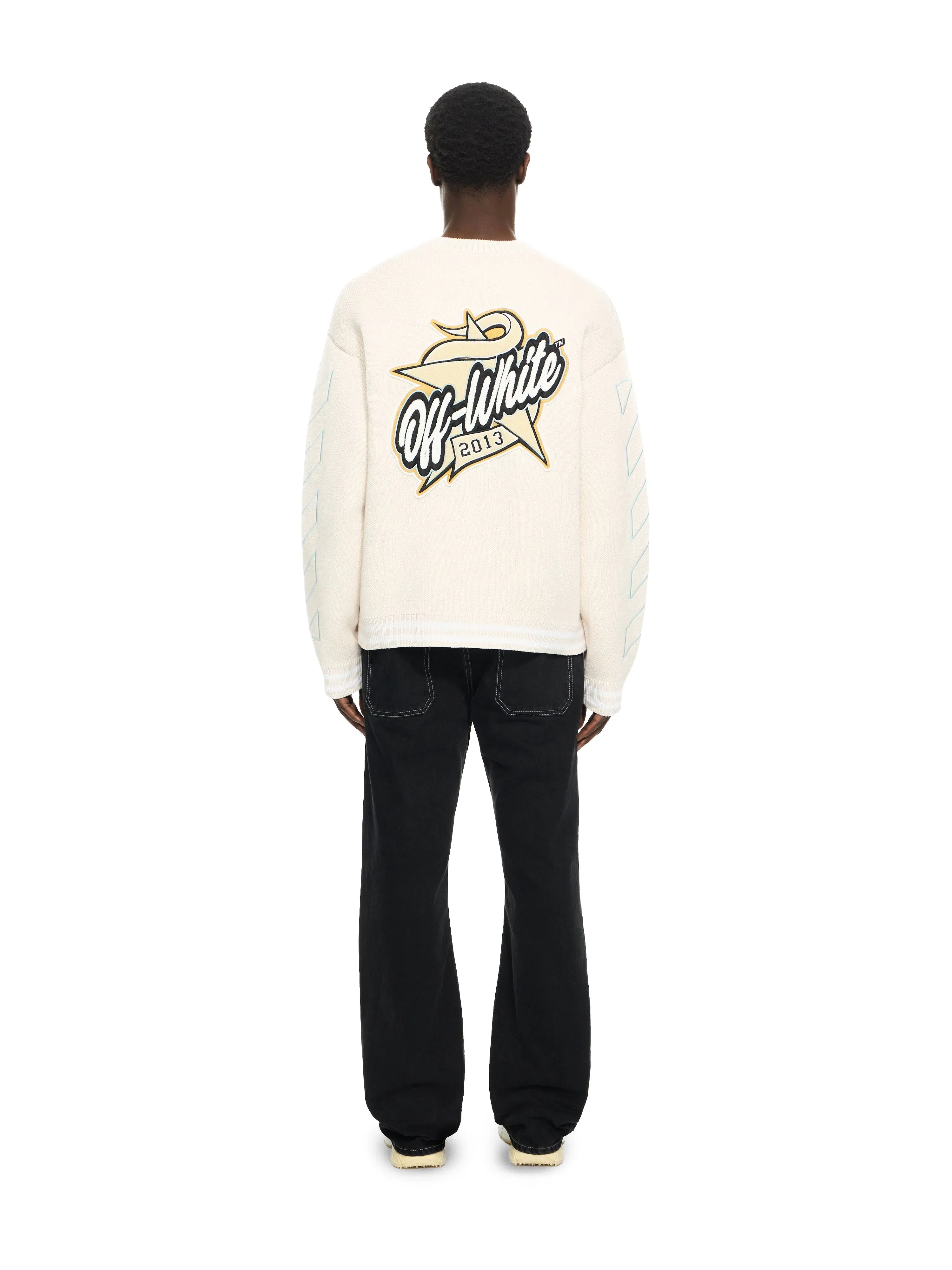 Off White Star Logo Diagonal Varsity Cardigan