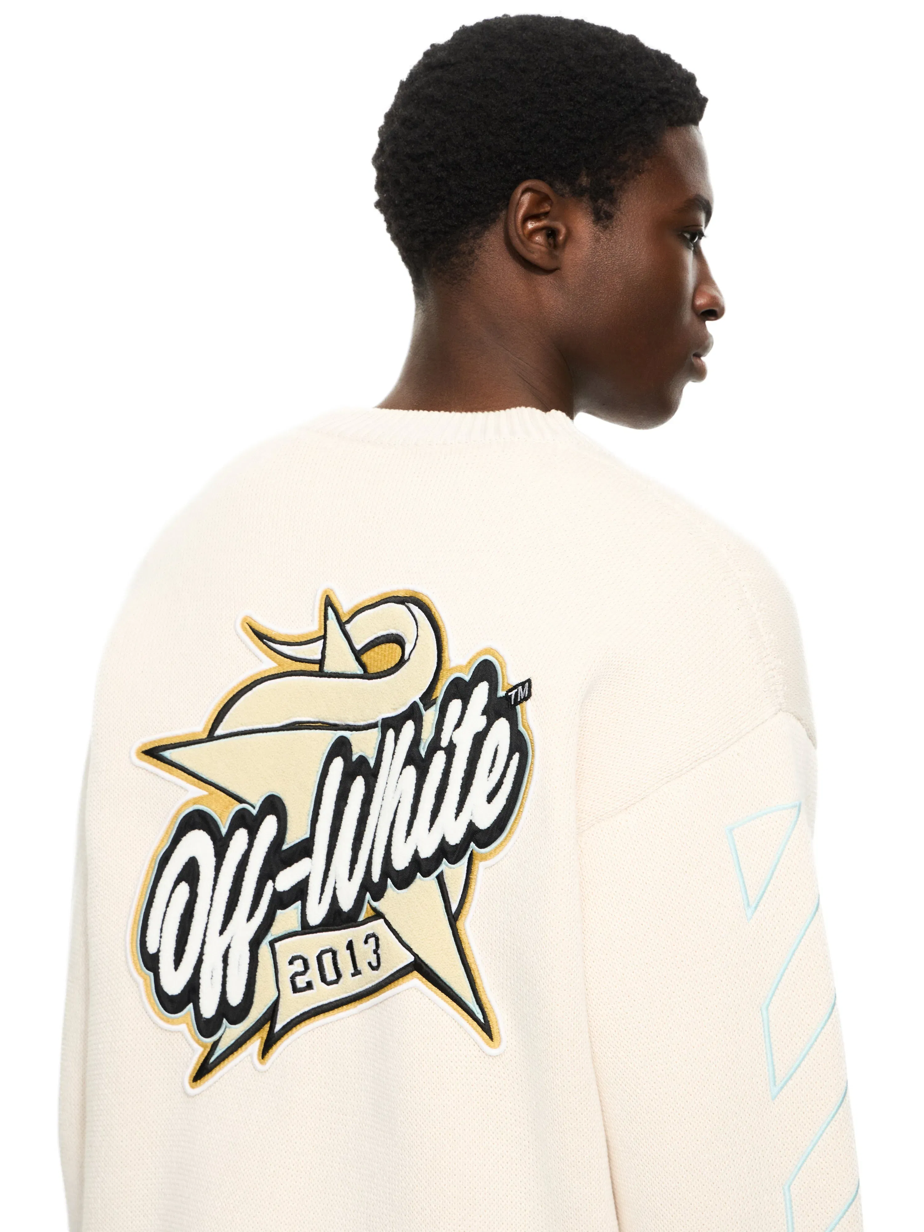 Off White Star Logo Diagonal Varsity Cardigan