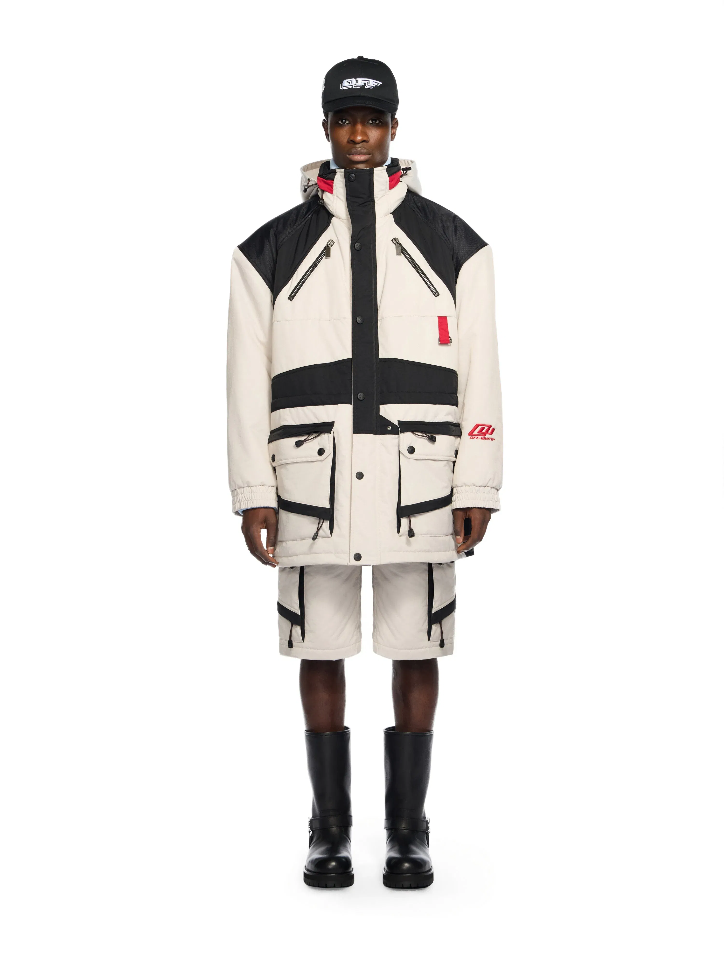 Off White Sporty Color Block Parka