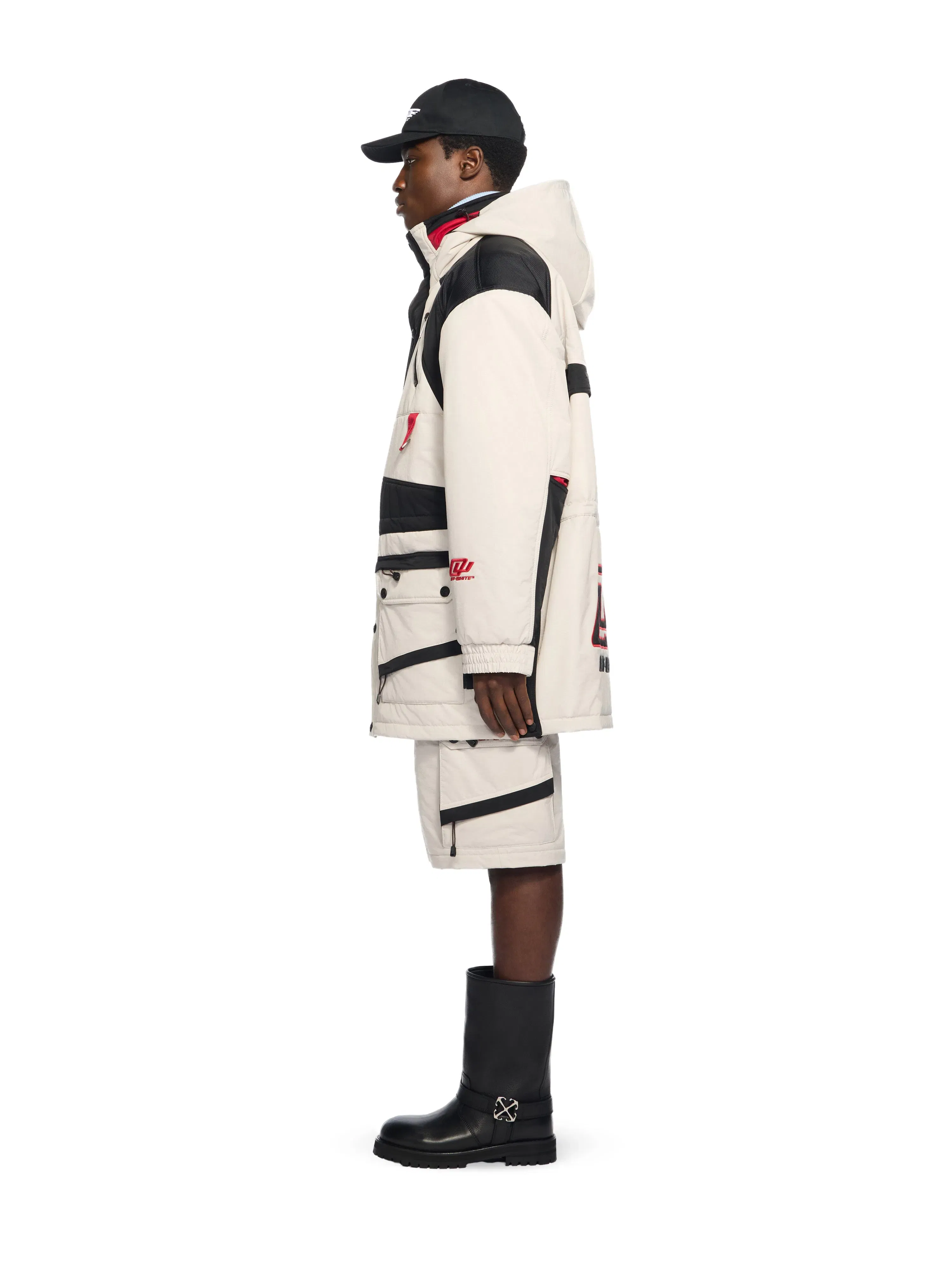 Off White Sporty Color Block Parka