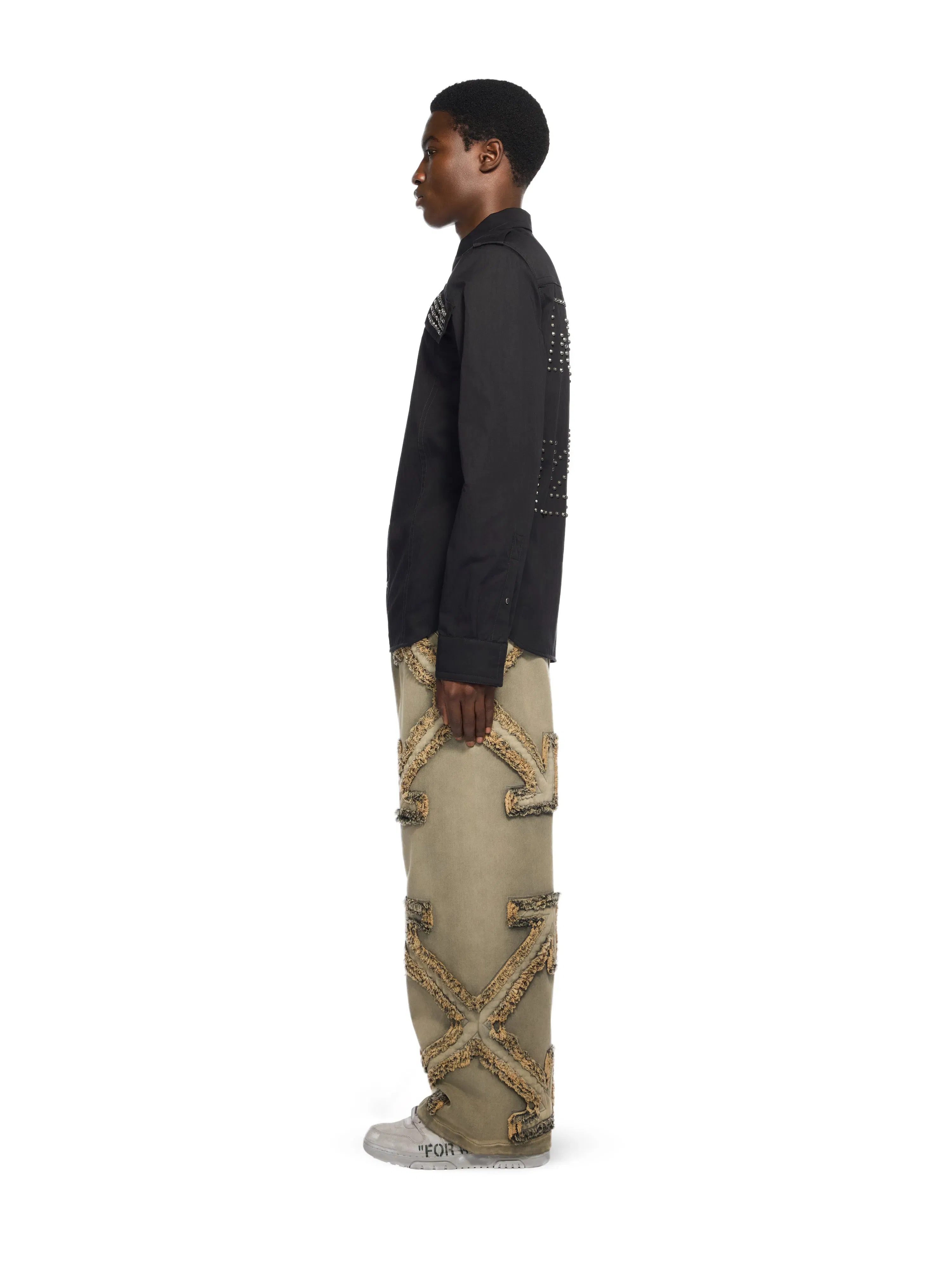 Off White Studded Hooded Visor Arrow