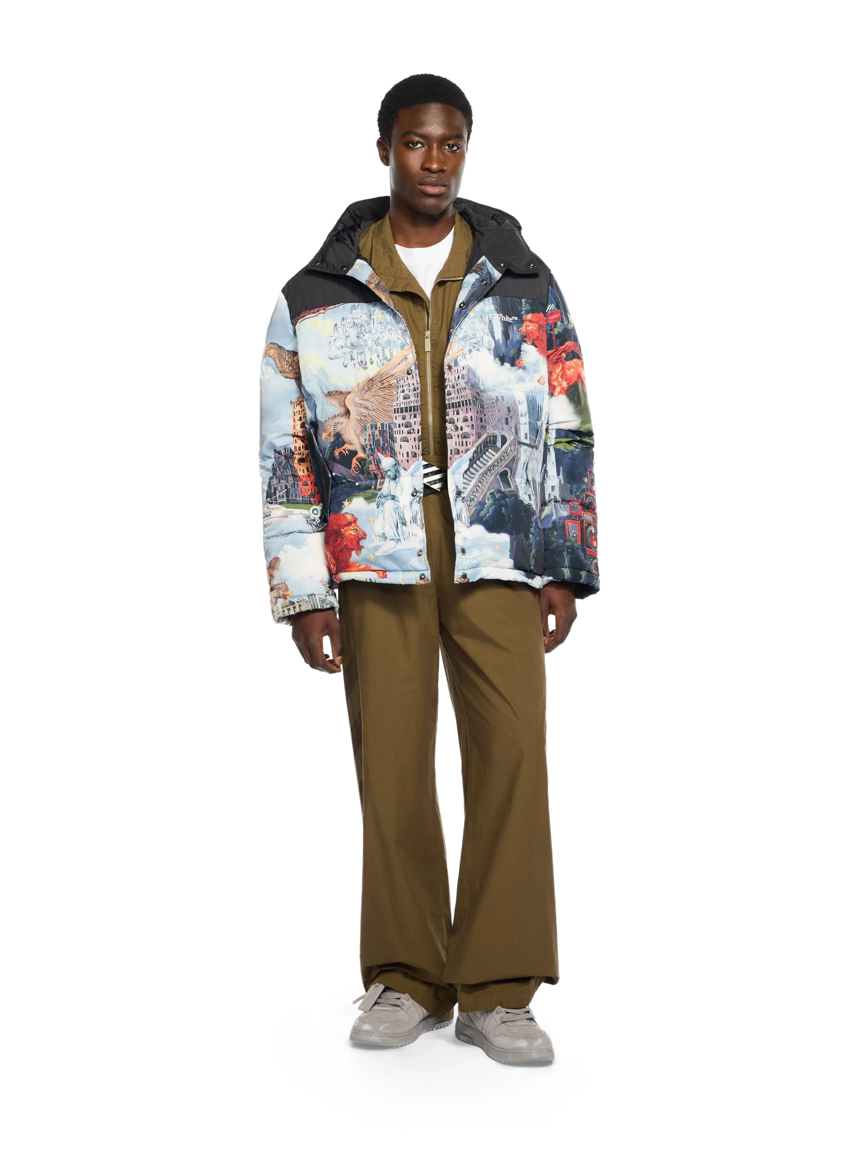 Off White World Paint Bicolor Down Jacket