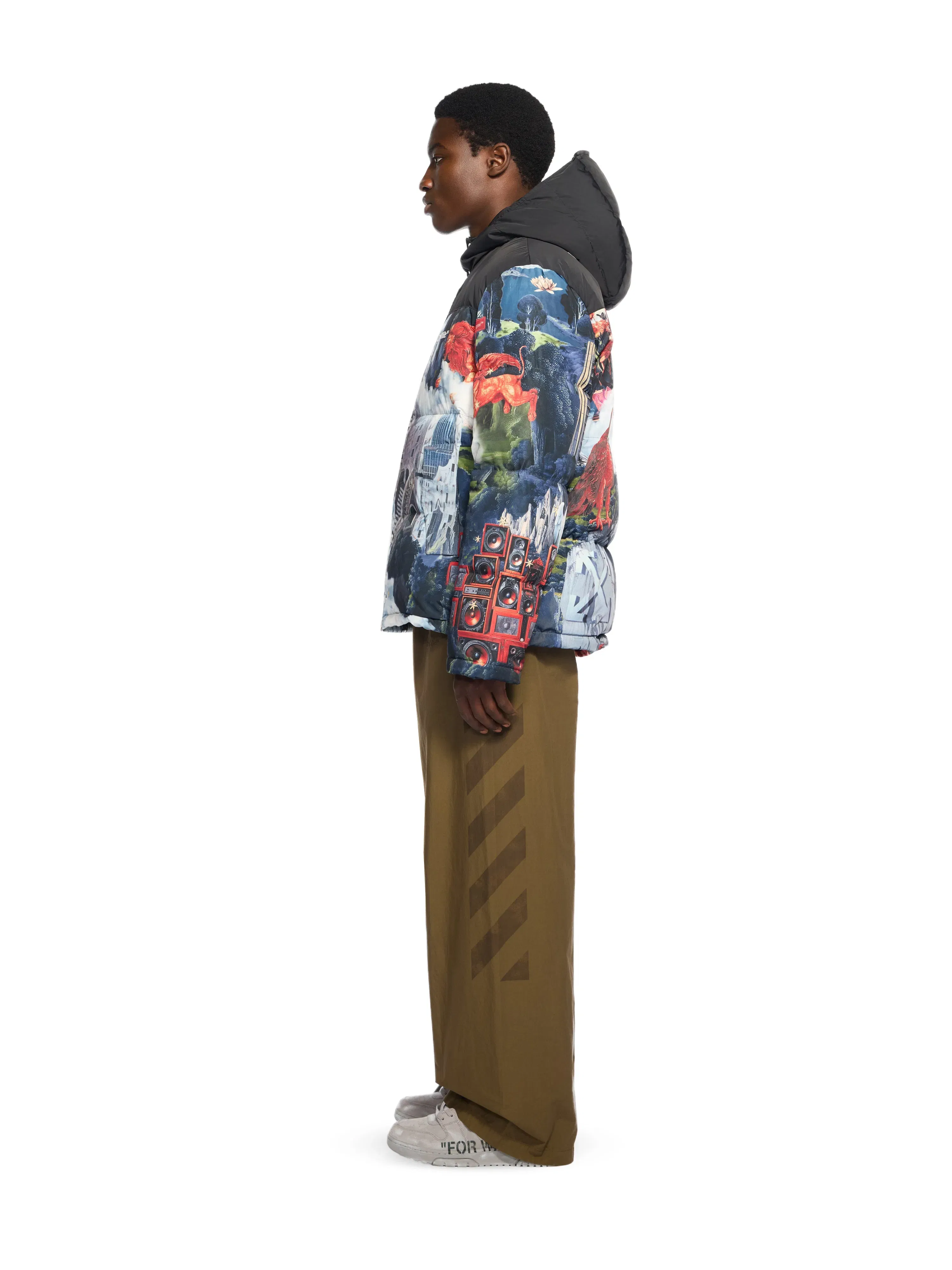 Off White World Paint Bicolor Down Jacket