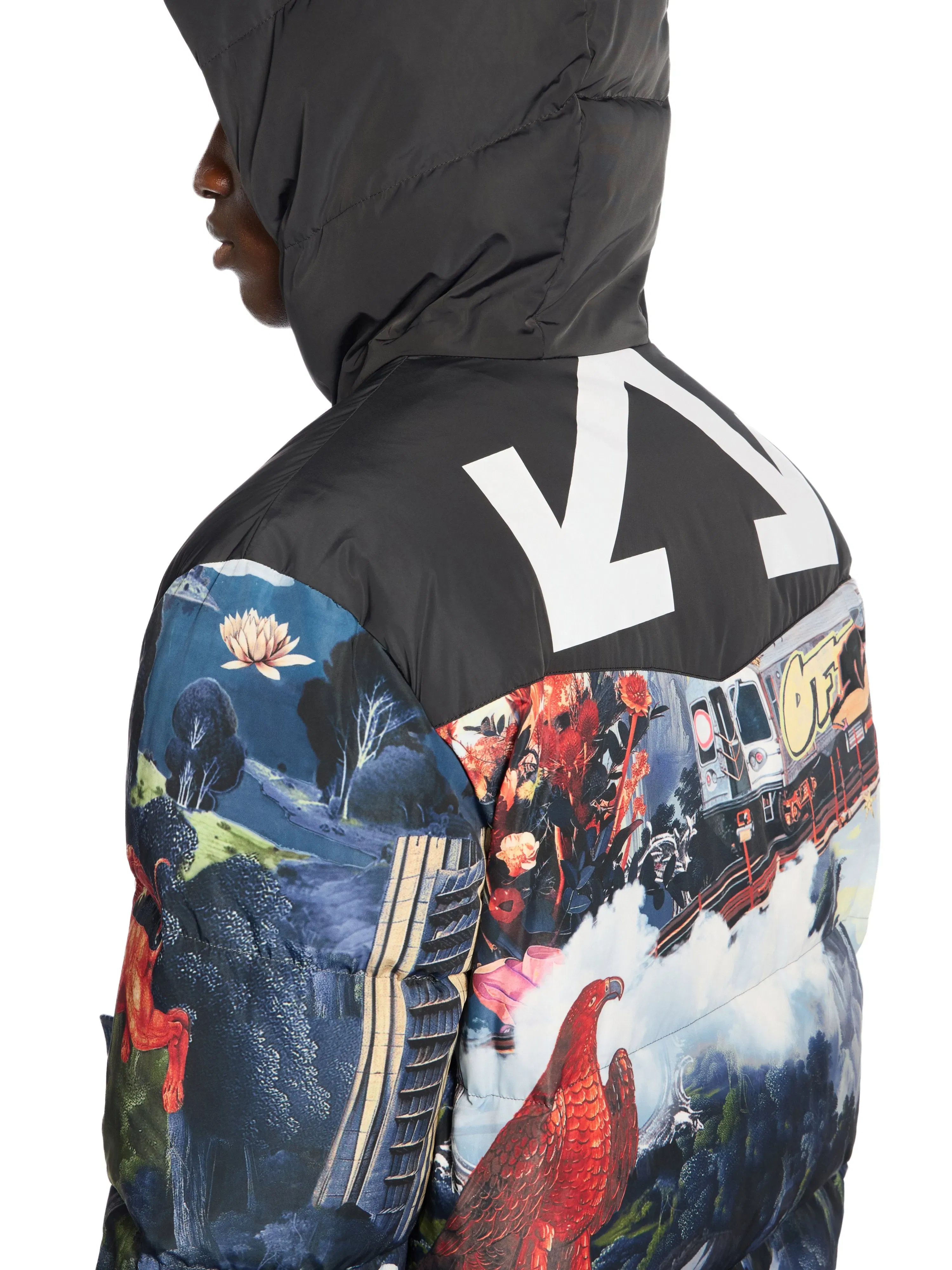 Off White World Paint Bicolor Down Jacket