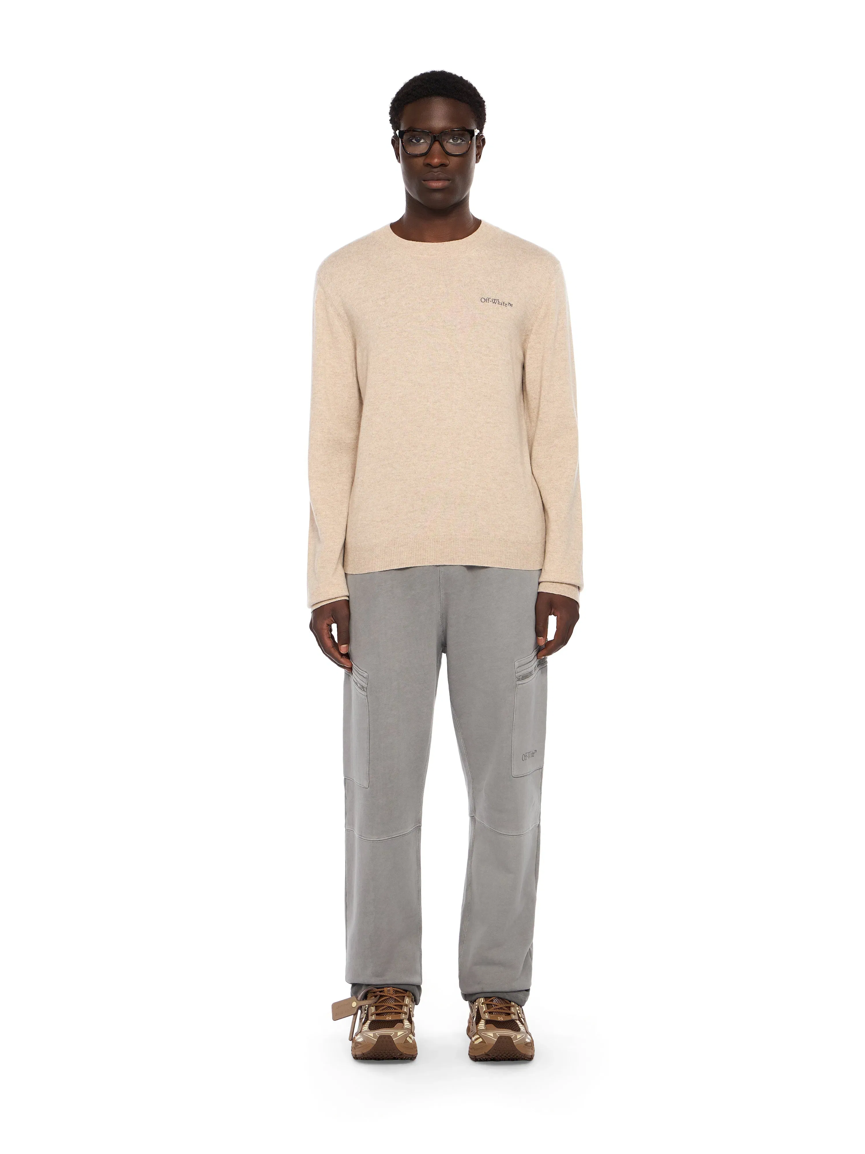 Off White Quote Knit Crewneck Sweater