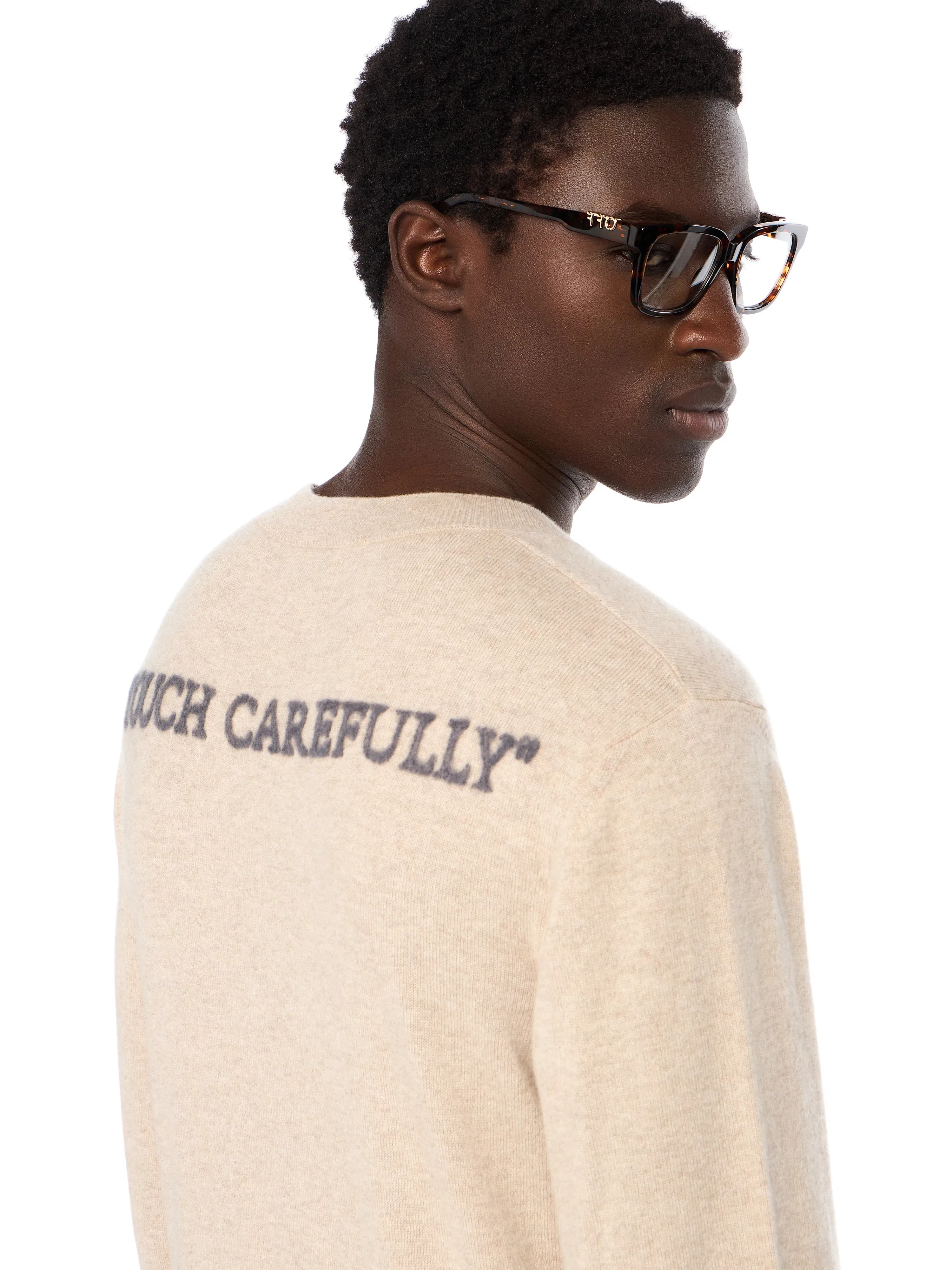 Off White Quote Knit Crewneck Sweater
