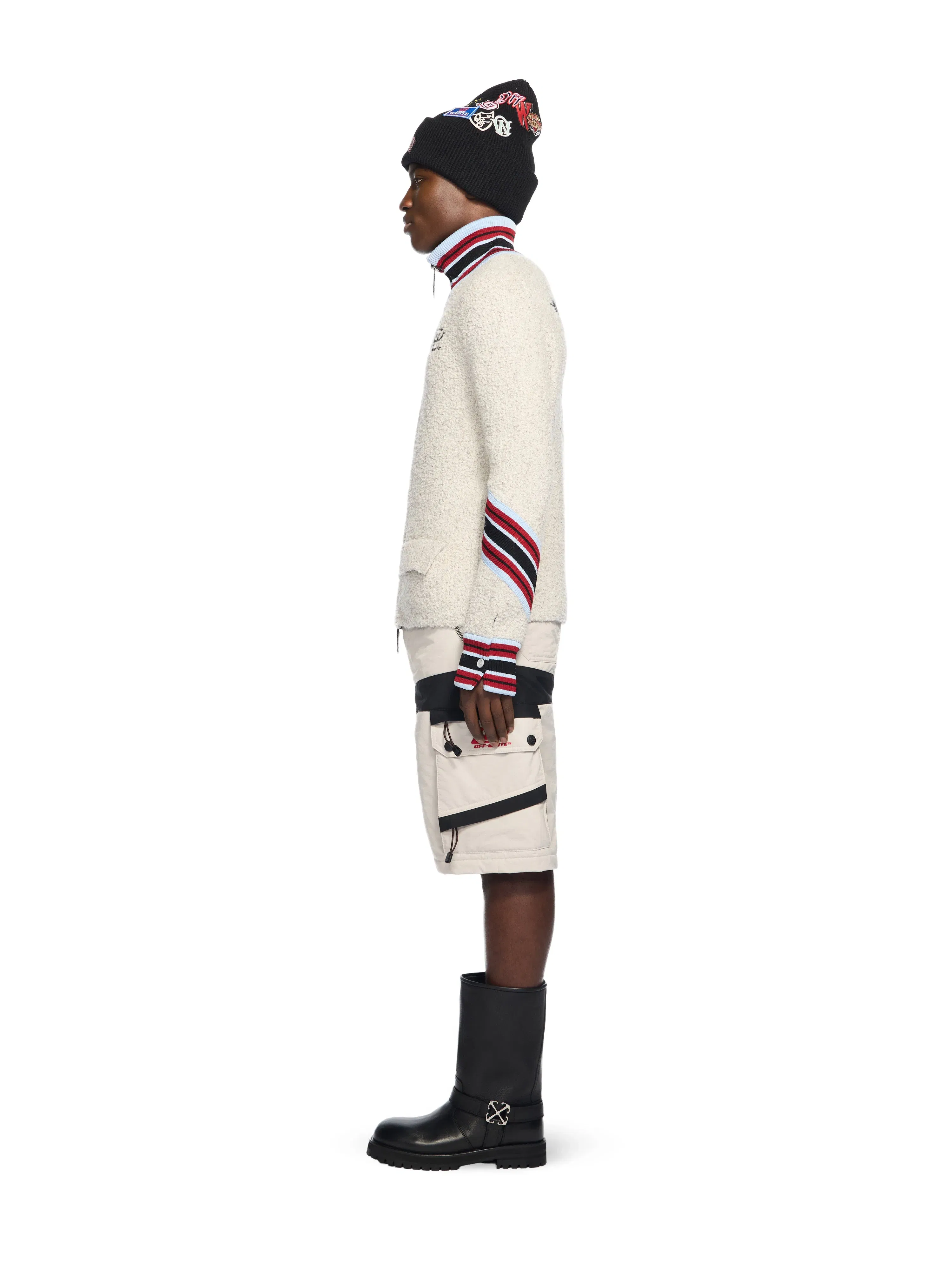Off White Boucle Zip Cardigan