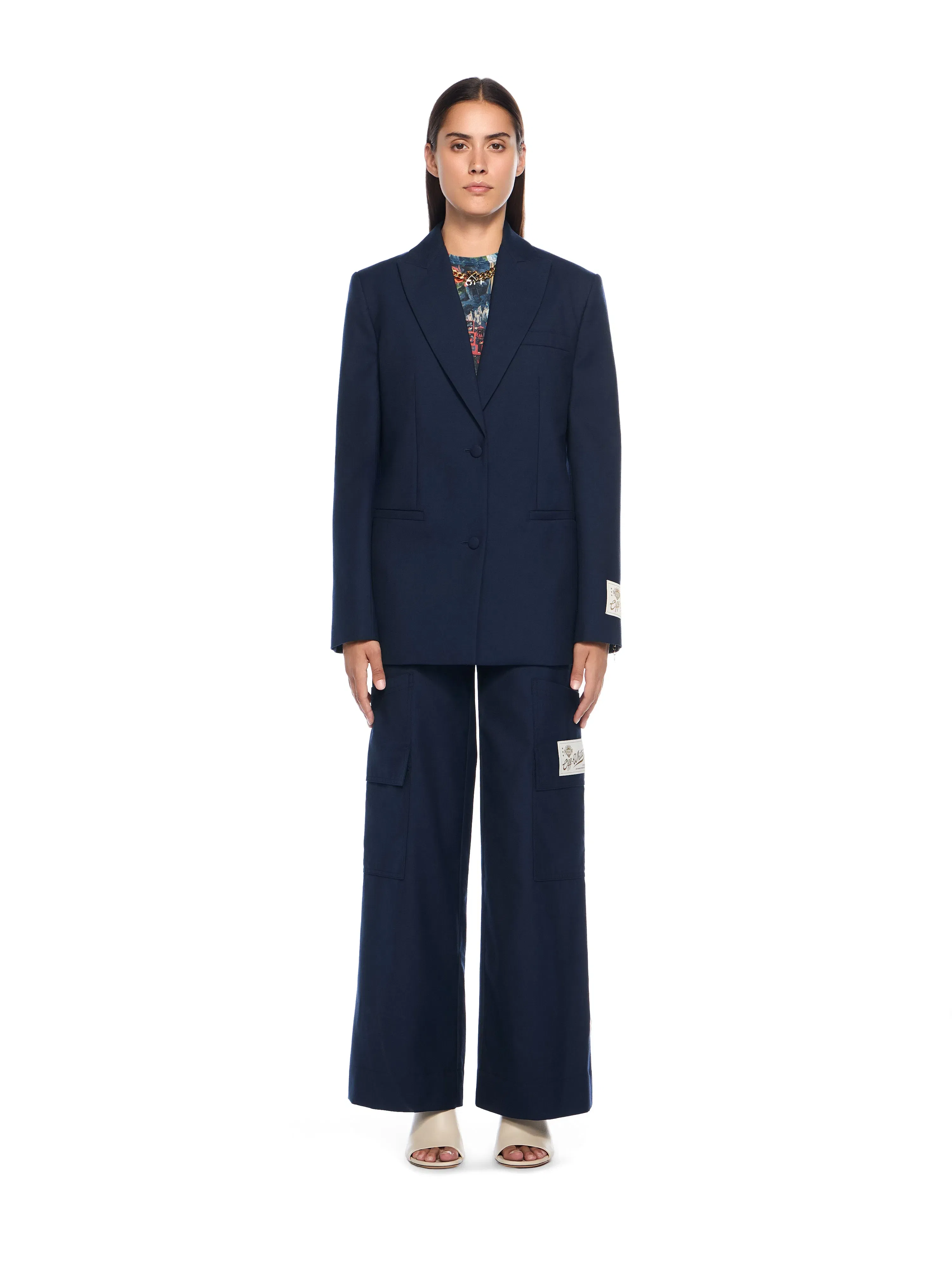 Off White Gabardine Label Tomboy Blazer