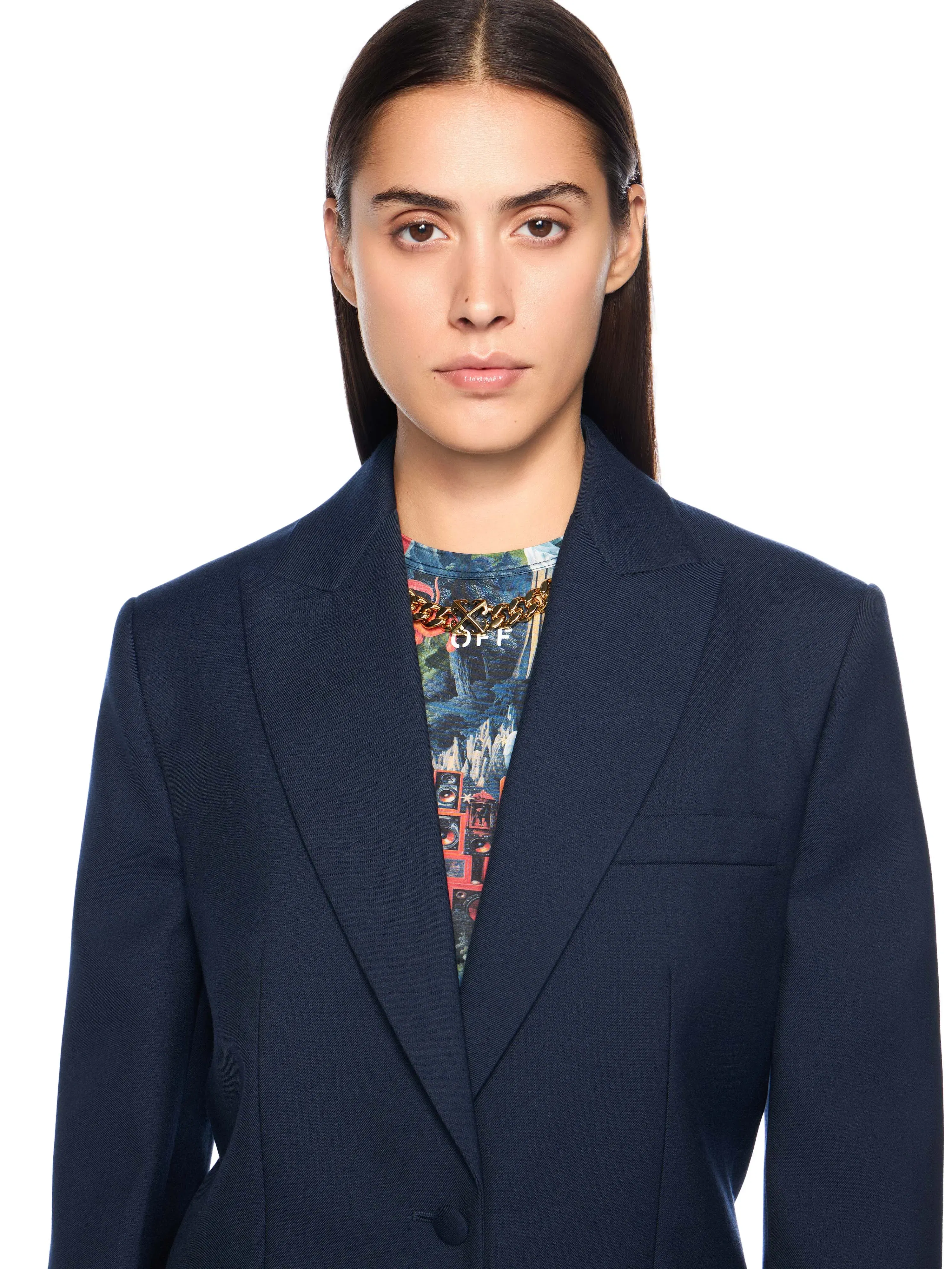 Off White Gabardine Label Tomboy Blazer