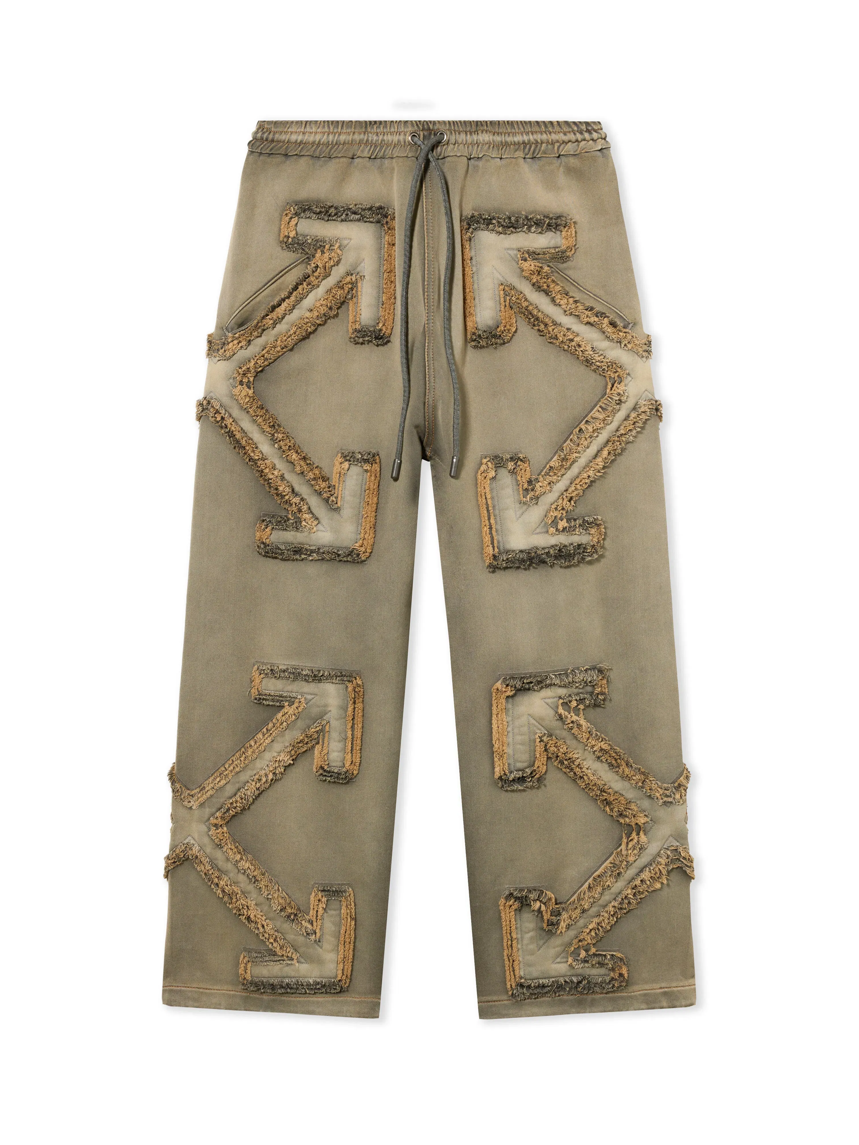 Off White Distressed Denim Arrow Jogger