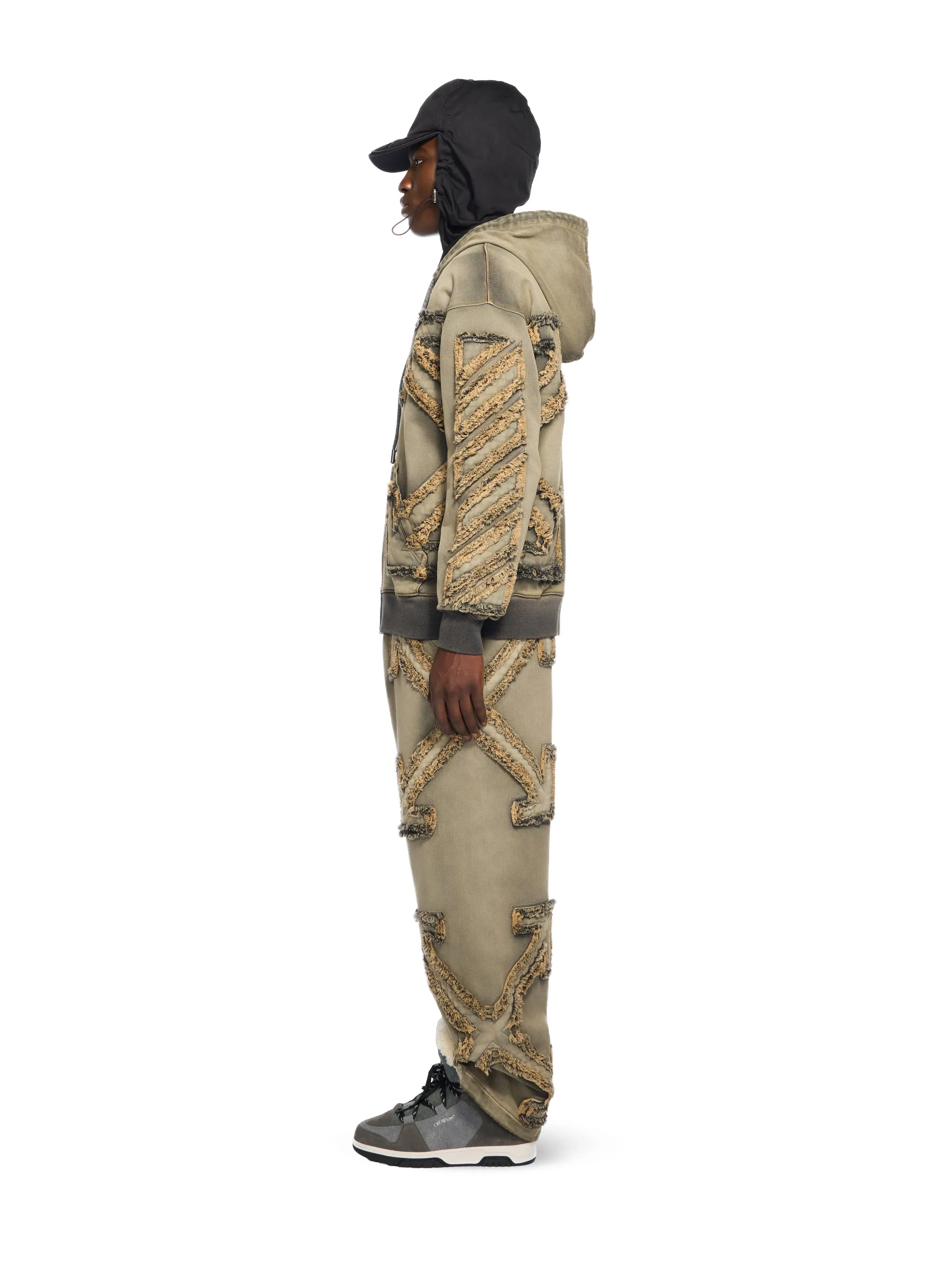 Off White Distressed Denim Arrow Jogger